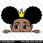 Peekaboo Afro Puffs Crown Girl SVG