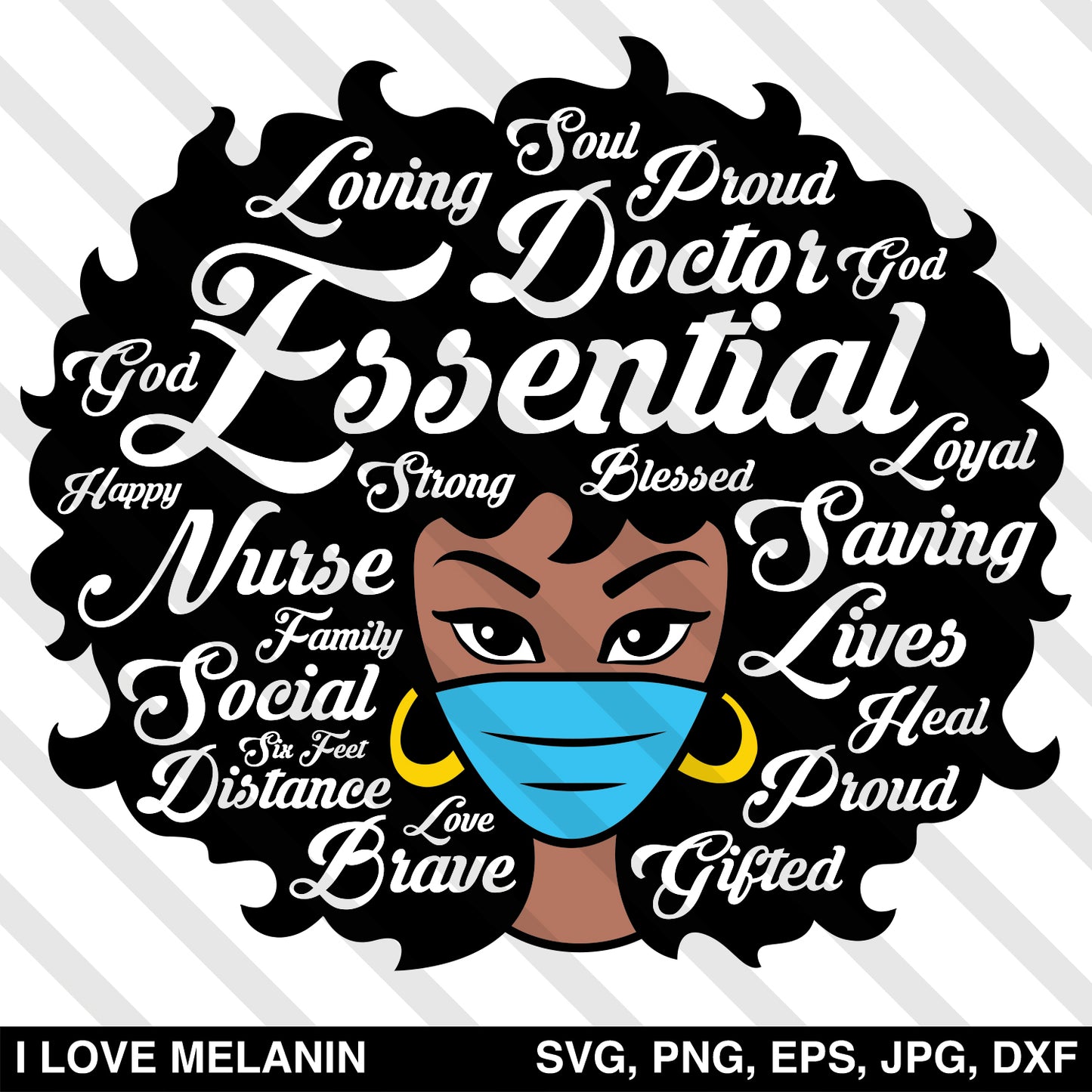 Essential Worker Afro Woman Nurse SVG
