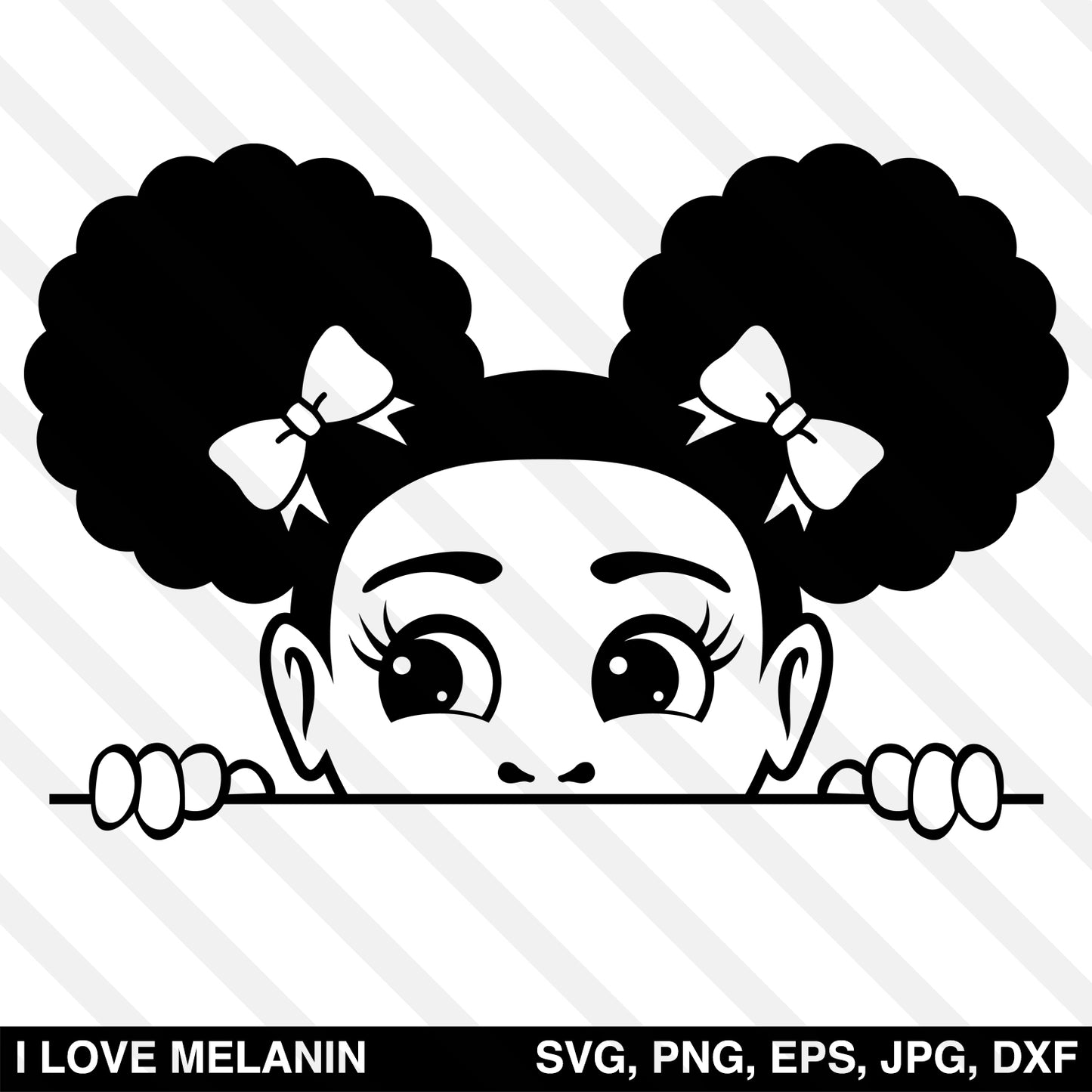 Peekaboo Afro Puffs Girl SVG