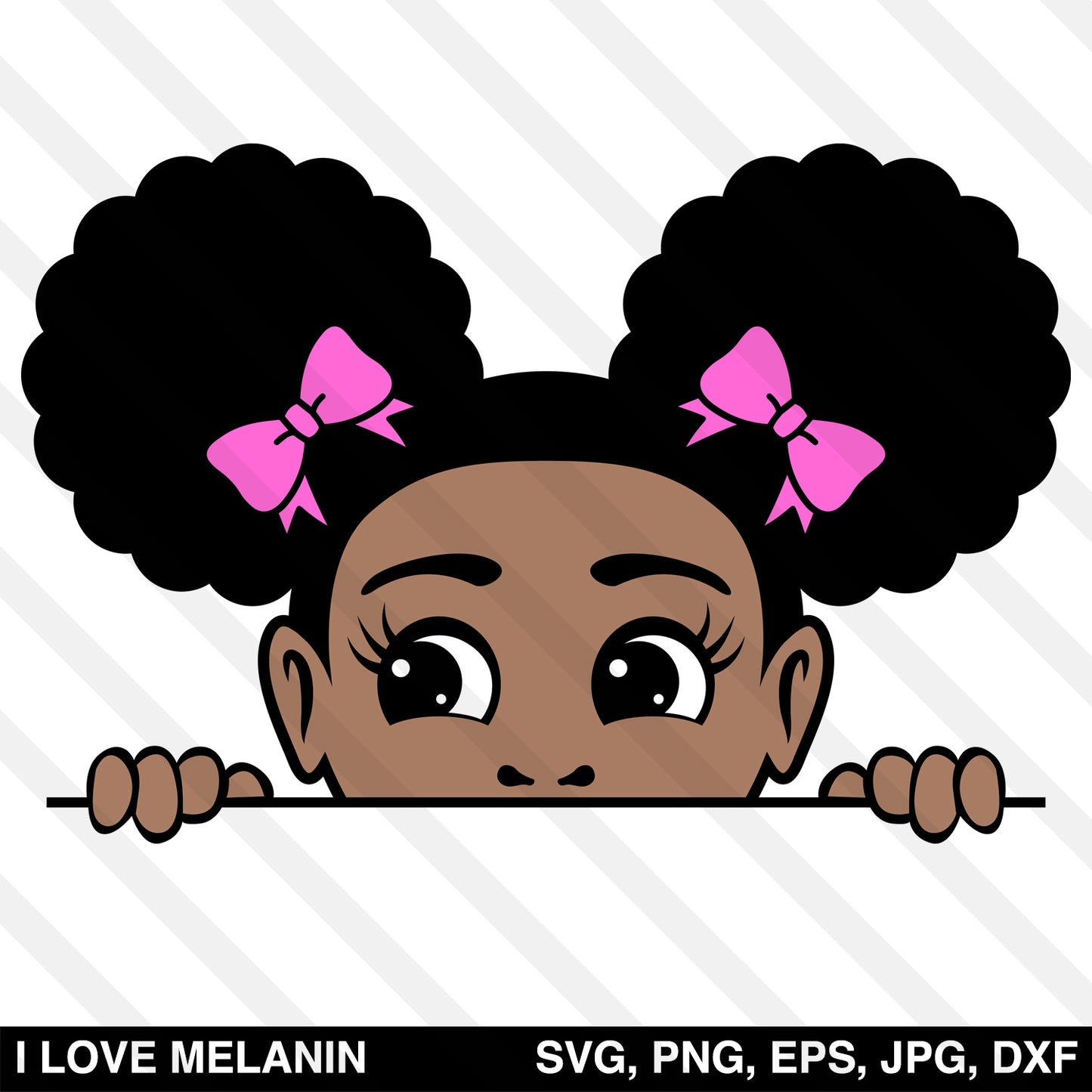 Peekaboo Afro Puffs Girl SVG