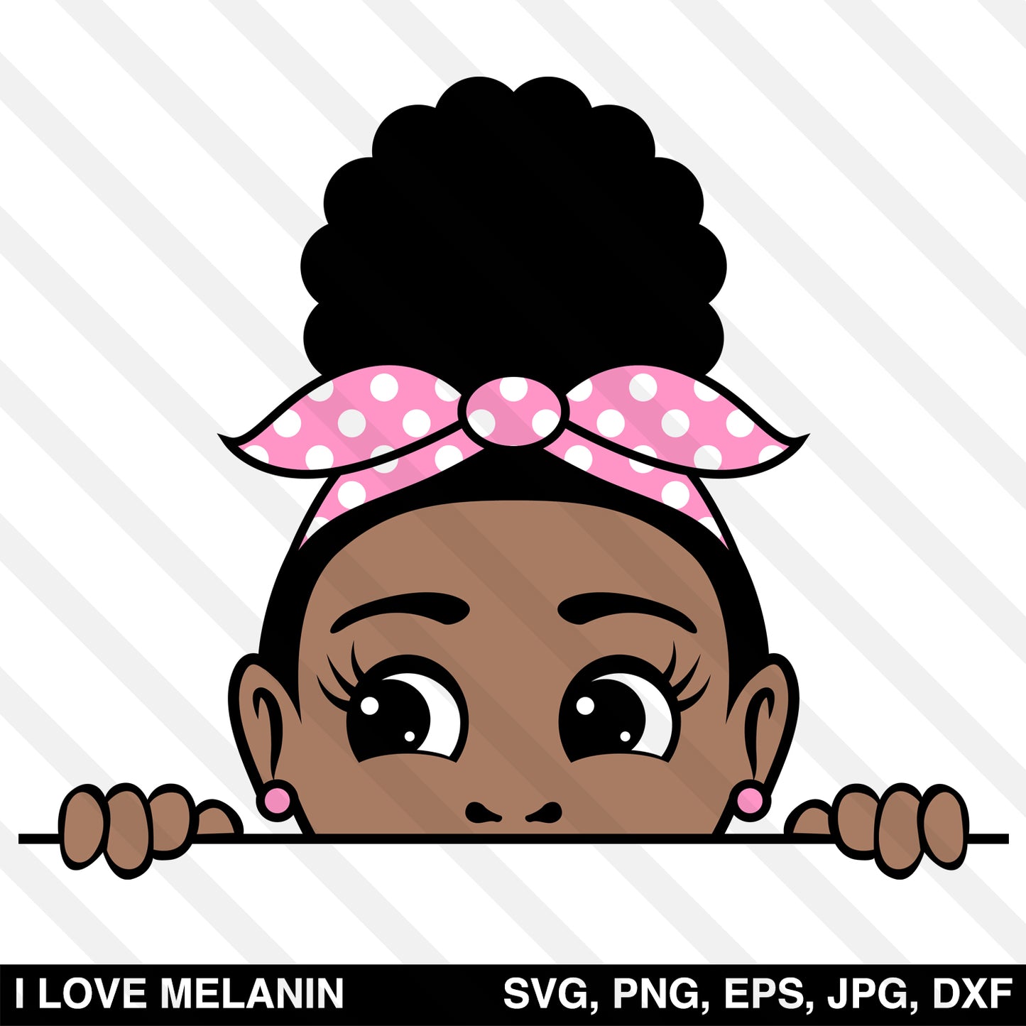 Peekaboo Afro Puff Bandana Girl SVG