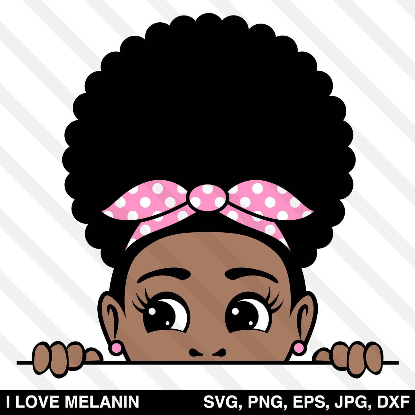Peekaboo Afro Puff Bandana Girl SVG