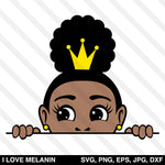 Peekaboo Afro Puff Crown Girl SVG