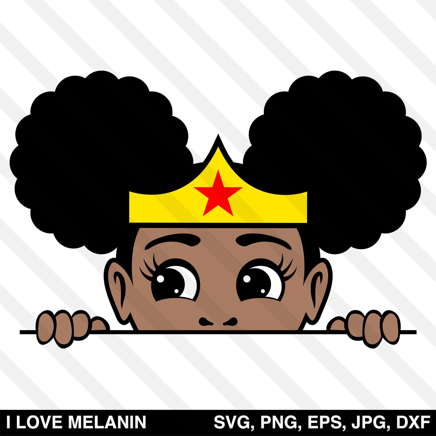 Peekaboo Afro Puff Superhero Girl SVG