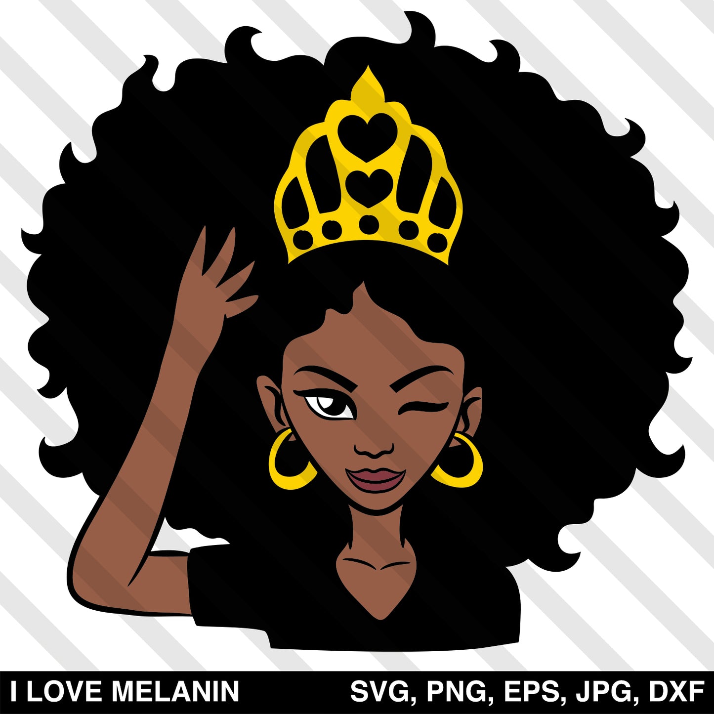 Black Queen Crown Woman SVG