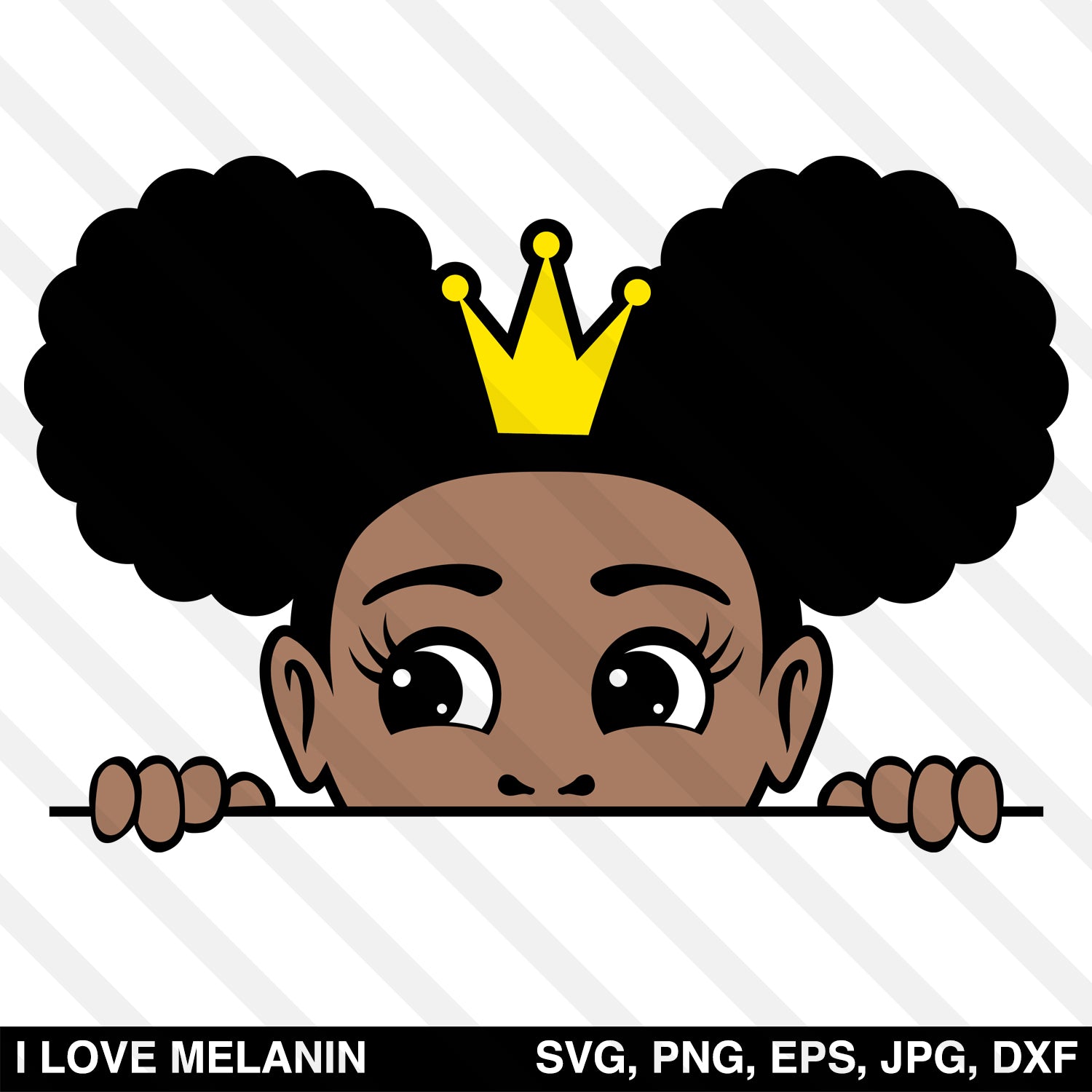 Peekaboo Afro Puffs Crown Girl SVG