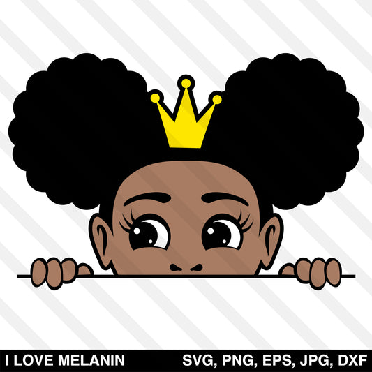 Peekaboo Afro Puffs Crown Girl SVG