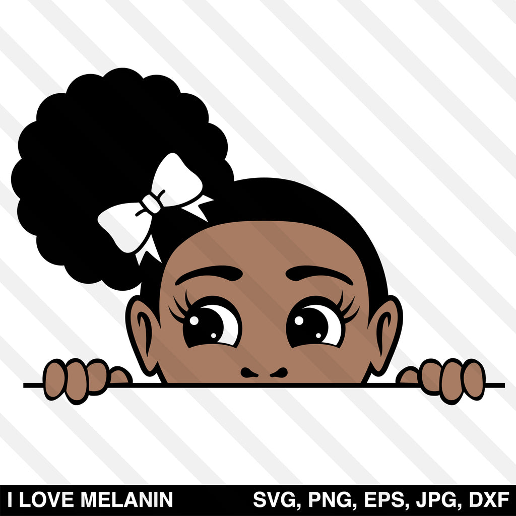 Peekaboo Afro Side Puff Girl SVG
