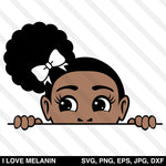 Peekaboo Afro Side Puff Girl SVG