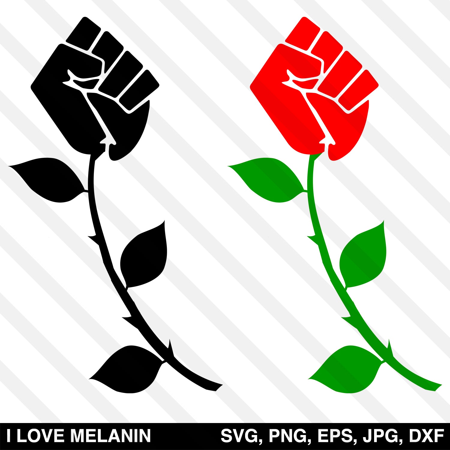 Black Power Fist Rose SVG