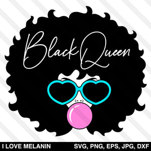 Black Queen Afro Woman Bubble Gum SVG