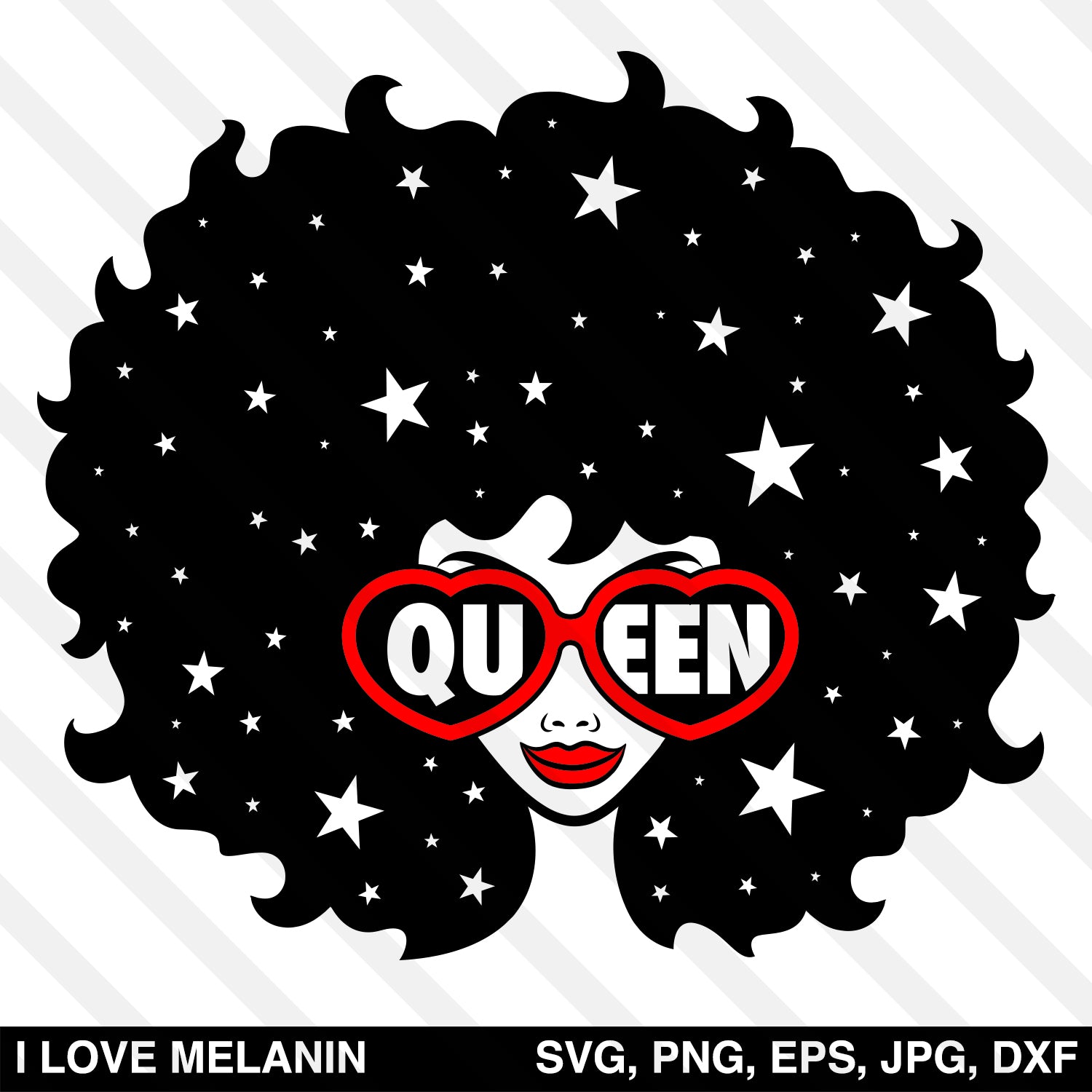 Black Queen Afro Woman Stars SVG