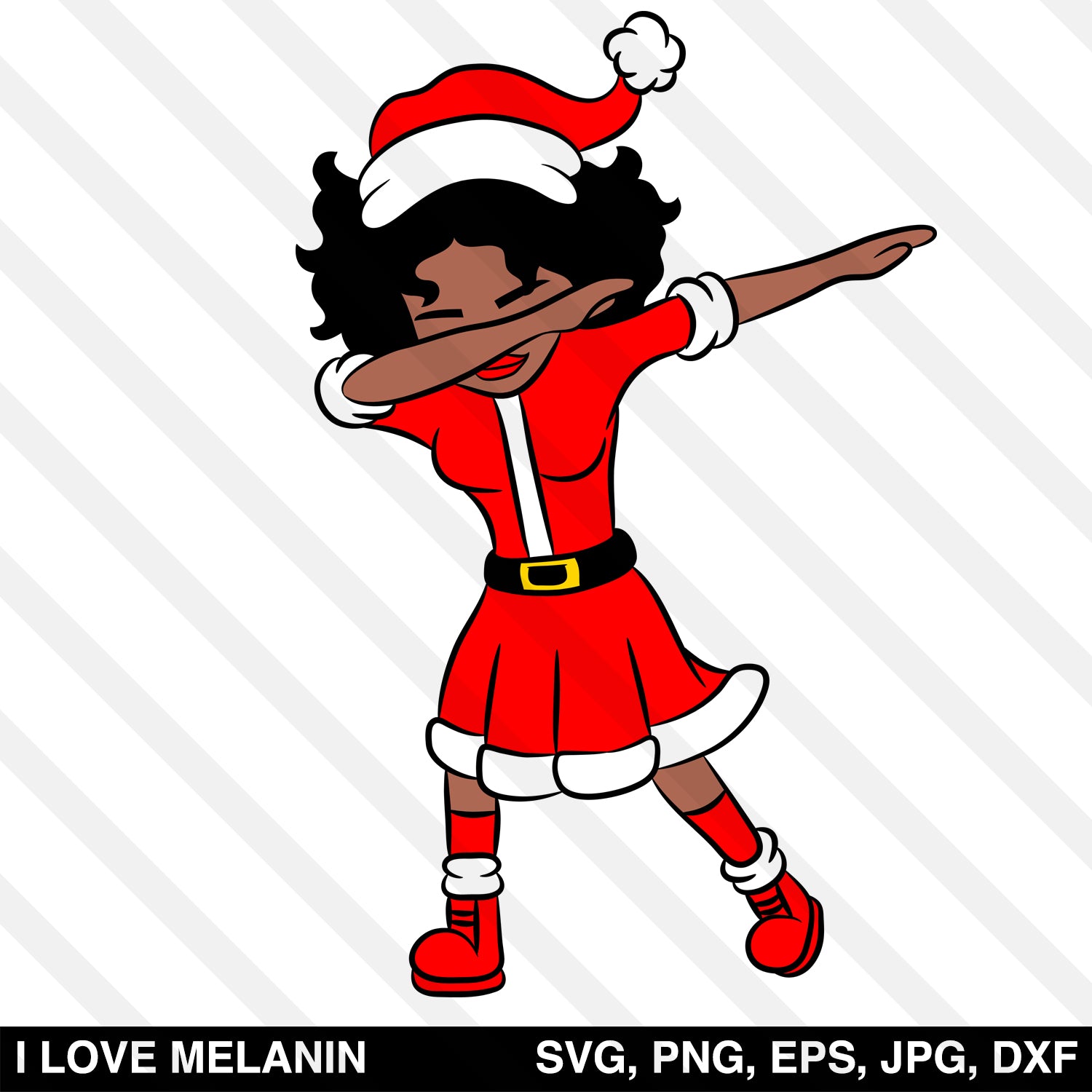 Dabbing Santa Claus Black Woman SVG