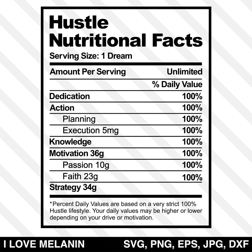Hustle Nutritional Facts SVG