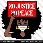 Afro Woman No Justice No Peace SVG