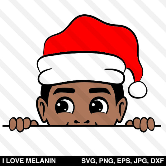 Peekaboo Santa Afro Boy SVG