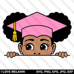 Peekaboo Afro Puffs Grad Girl SVG