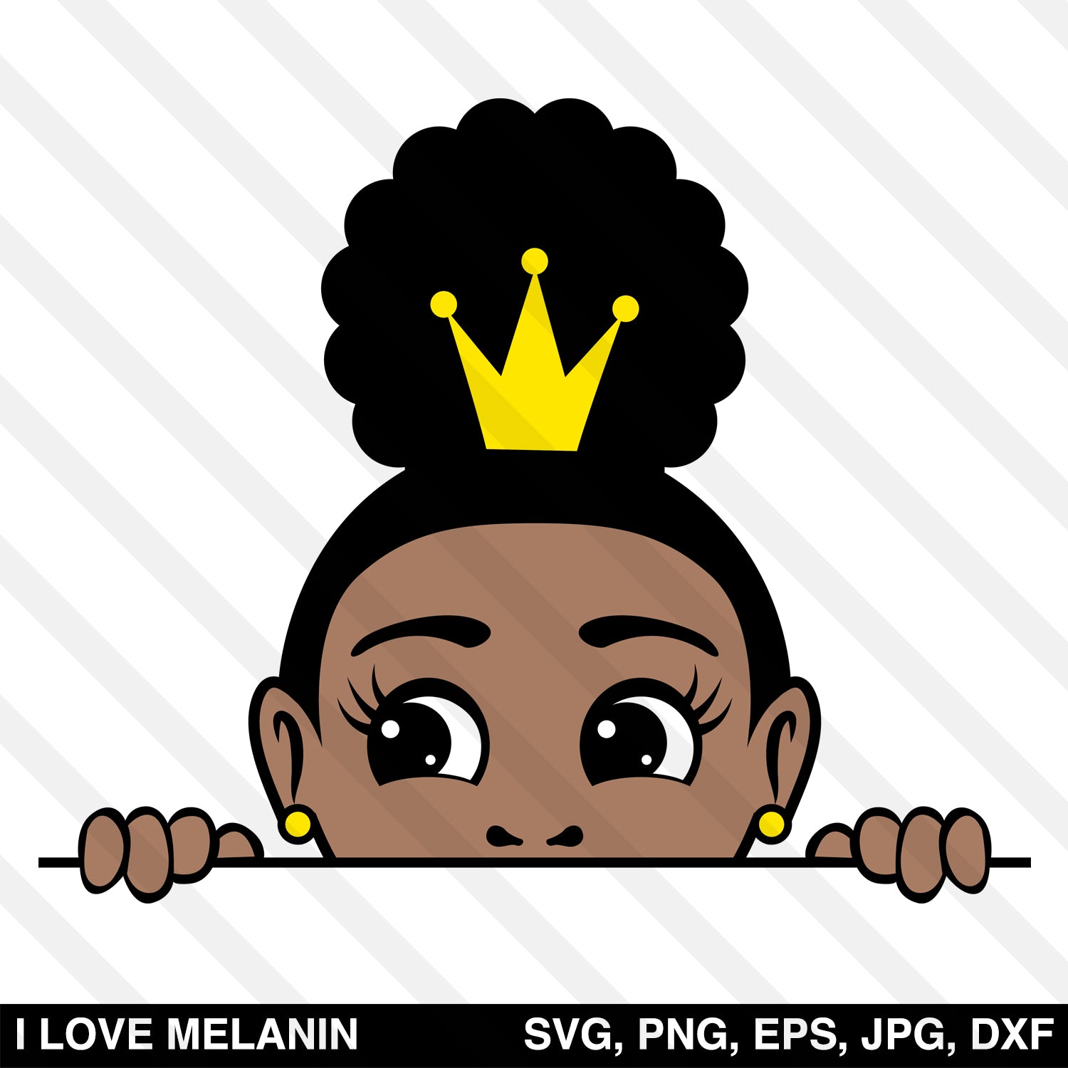 Peekaboo Afro Puff Crown Girl SVG