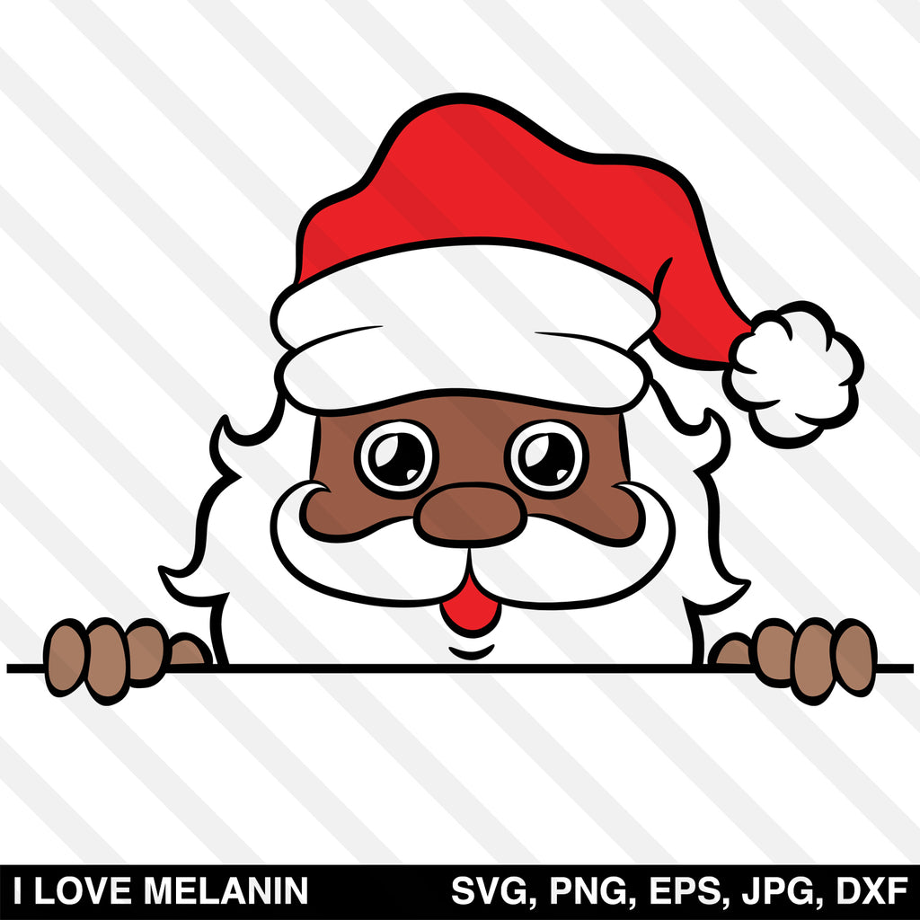 Peekaboo Black Santa Claus SVG