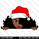 Peekaboo Black Santa Claus Woman SVG